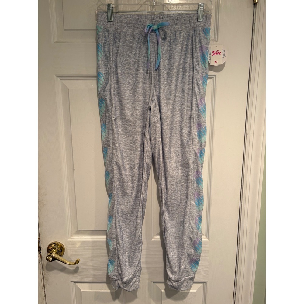 Justice Girls Gray Tie Dye Heart Pajama Jogger Pants Sleepwear Size 18/20 NWT